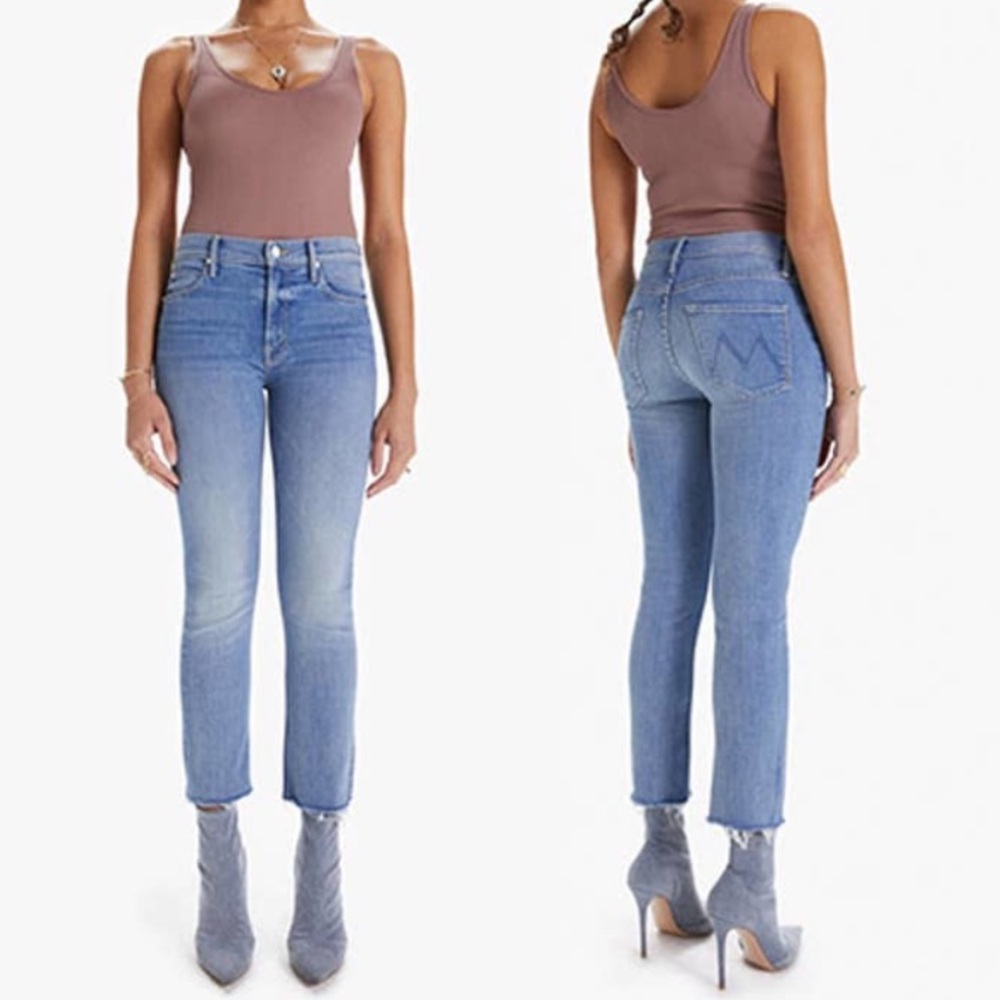 MOTHER The Mid Rise Dazzler Crop Fray Blowing Kisses Size 30